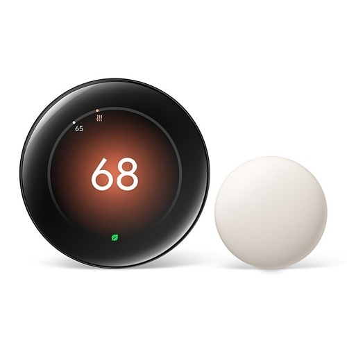 GA05169US | Google Nest Learning Thermostat (4th Gen) with Nest Temperature Sensor (2nd Gen), Polished Obsidian