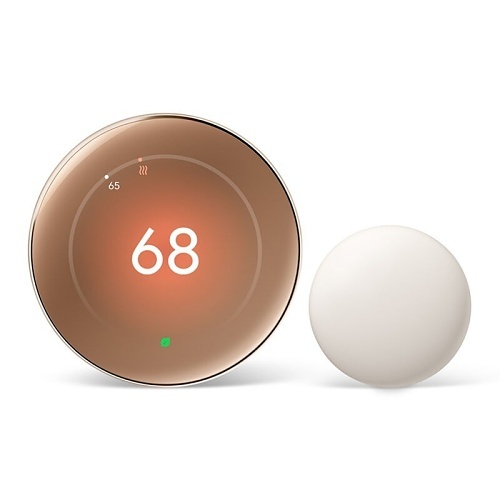 GA05171US | Google Nest Learning Thermostat (4th Gen) with Nest Temperature Sensor (2nd Gen), Polished Gold