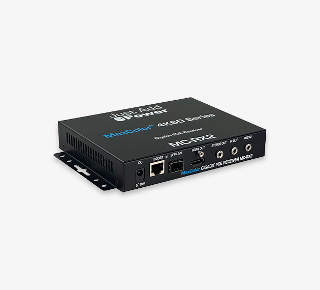 MC-RX2 | Receiver supporting 4k60, 4:4:4, 36-bit color - Cat and Fiber port options