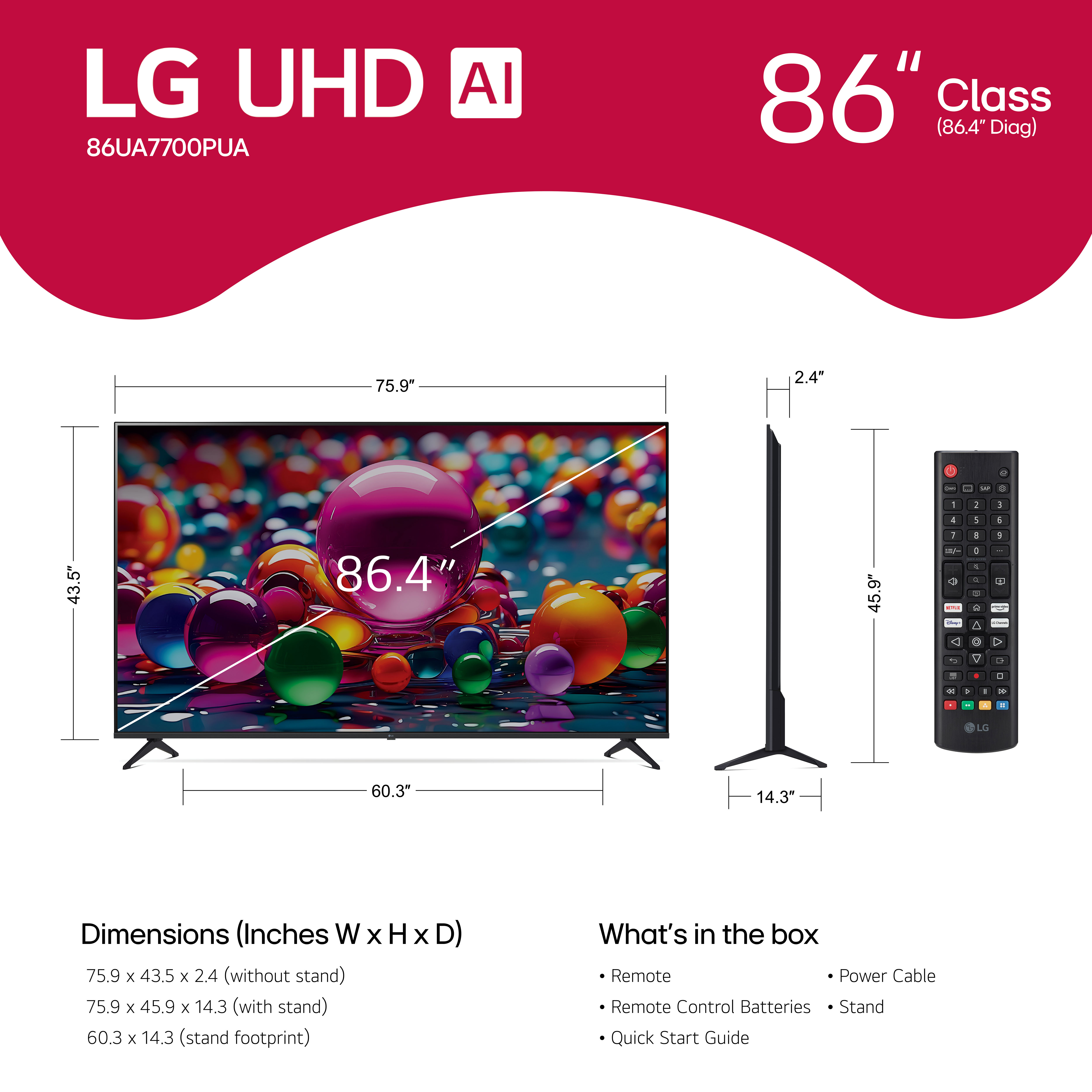 86UA7700 | 86" 4K UHD TV