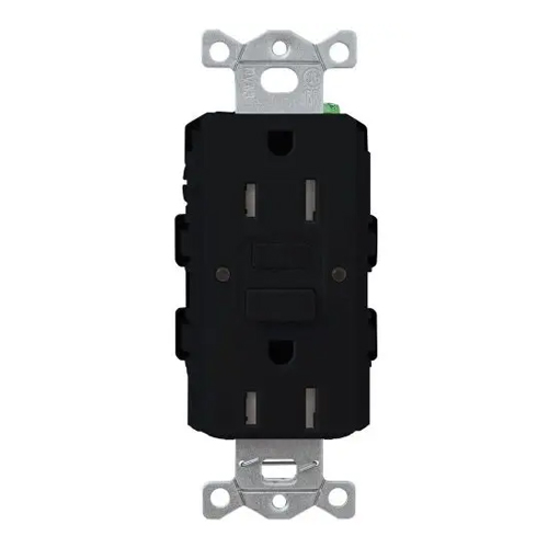 CAR-15-GFST-BL | Claro 15A GFCI Receptacle, Tamper Resistant, Black