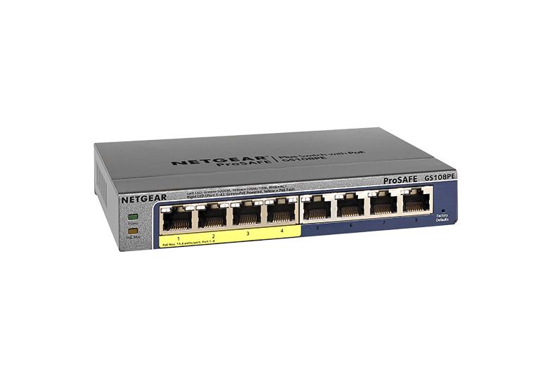GS108PE | 8-Port Gigabit Ethernet Plus with 4 Ports PoE (53W)
