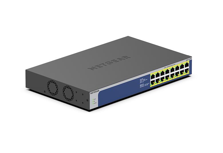 GS516PP-100NAS | 16-Port Gigabit Ethernet High-Power PoE+ Unmanaged Switch (260W)