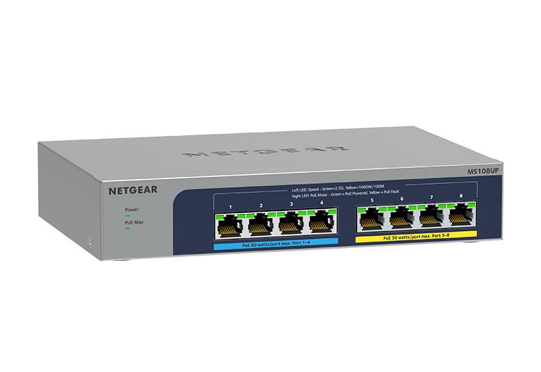 MS108UP-100NAS | 8-port Multi-Gigabit (2.5G) Ultra60 PoE++ Ethernet Unmanaged Switch