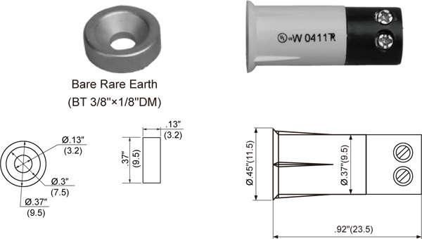 STB-3-8-TC-DM | 3/8" Recessed Terminal Quick Connect with Donut Magnet - Pack of 10