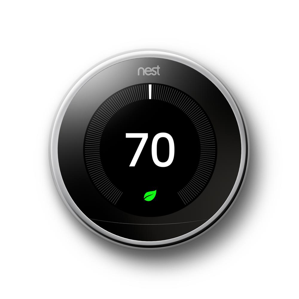 T3019US | Google Nest Learning Thermostat, 3rd Gen, Polished Steel