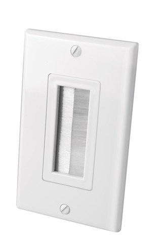 120817X | Decor Style Brush Bulk Cable Wall Plate - 1 Gang - White