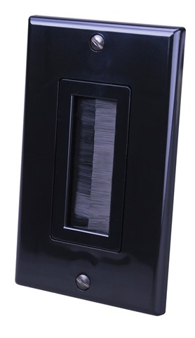 120818X | Decor Style Brush Bulk Cable Wall Plates - 1 Gang - Black
