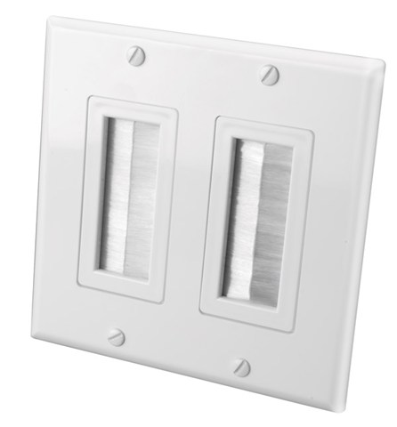 120827X | Decor Style Brush Bulk Cable Wall Plate - 2 Gang - White