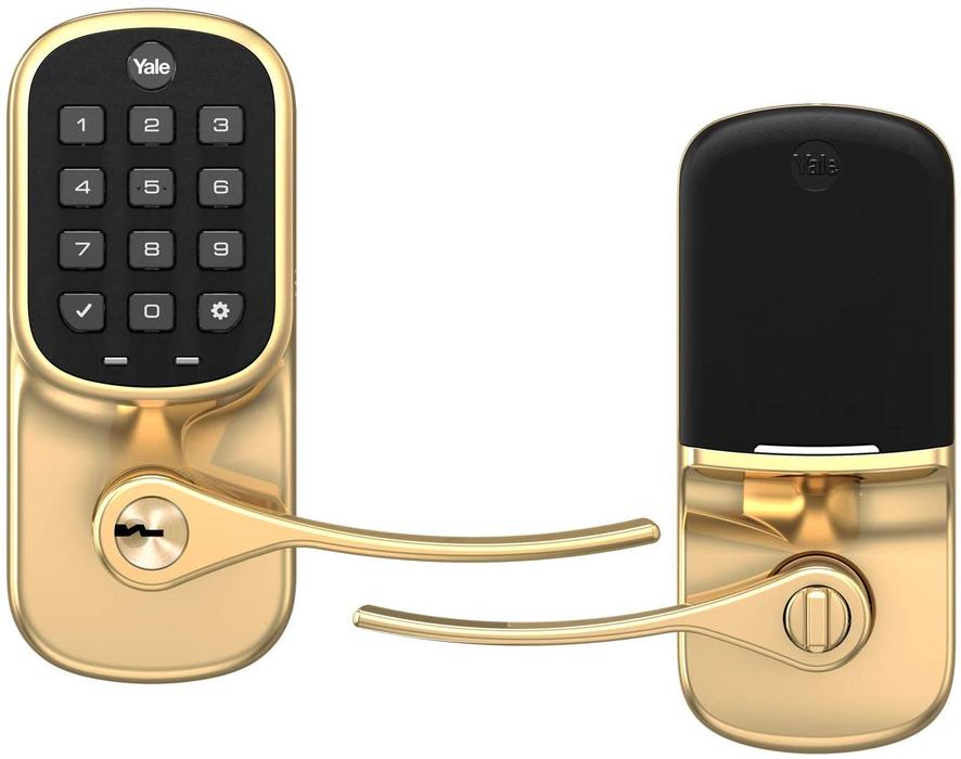 YRL216ZW2605 | Z-Wave Plus Assure Lever Keypad Keyed Entry Lock, Polished Brass